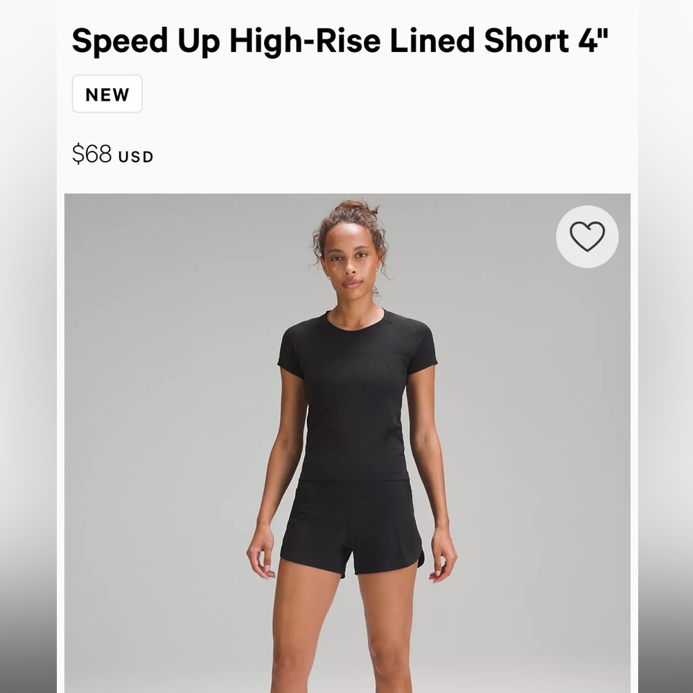 Lululemon Speed Up High Rise Lined Short 4”